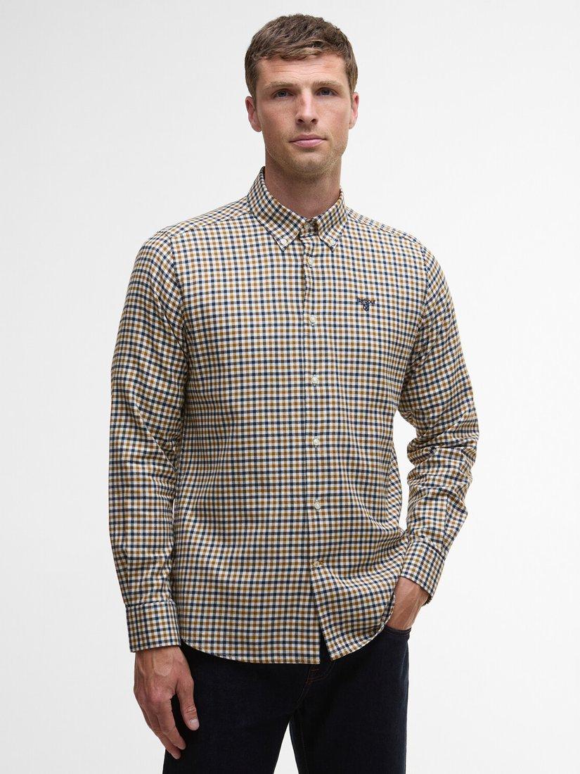 Product image 1 of 5, which shows Barbour Finkle Cotton Regular Fit Gingham Check Shirt, Copper, 5XL
