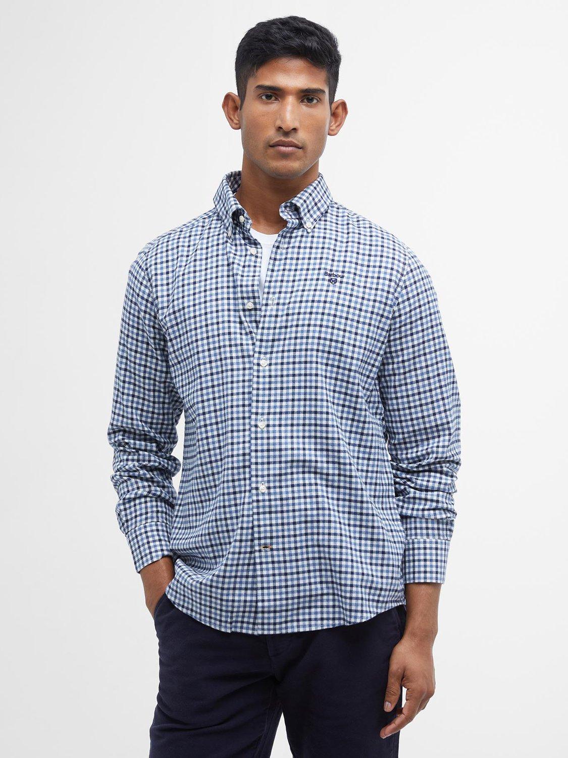 Product image 1 of 6, which shows Barbour Finkle Cotton Regular Fit Gingham Check Shirt, Navy, S