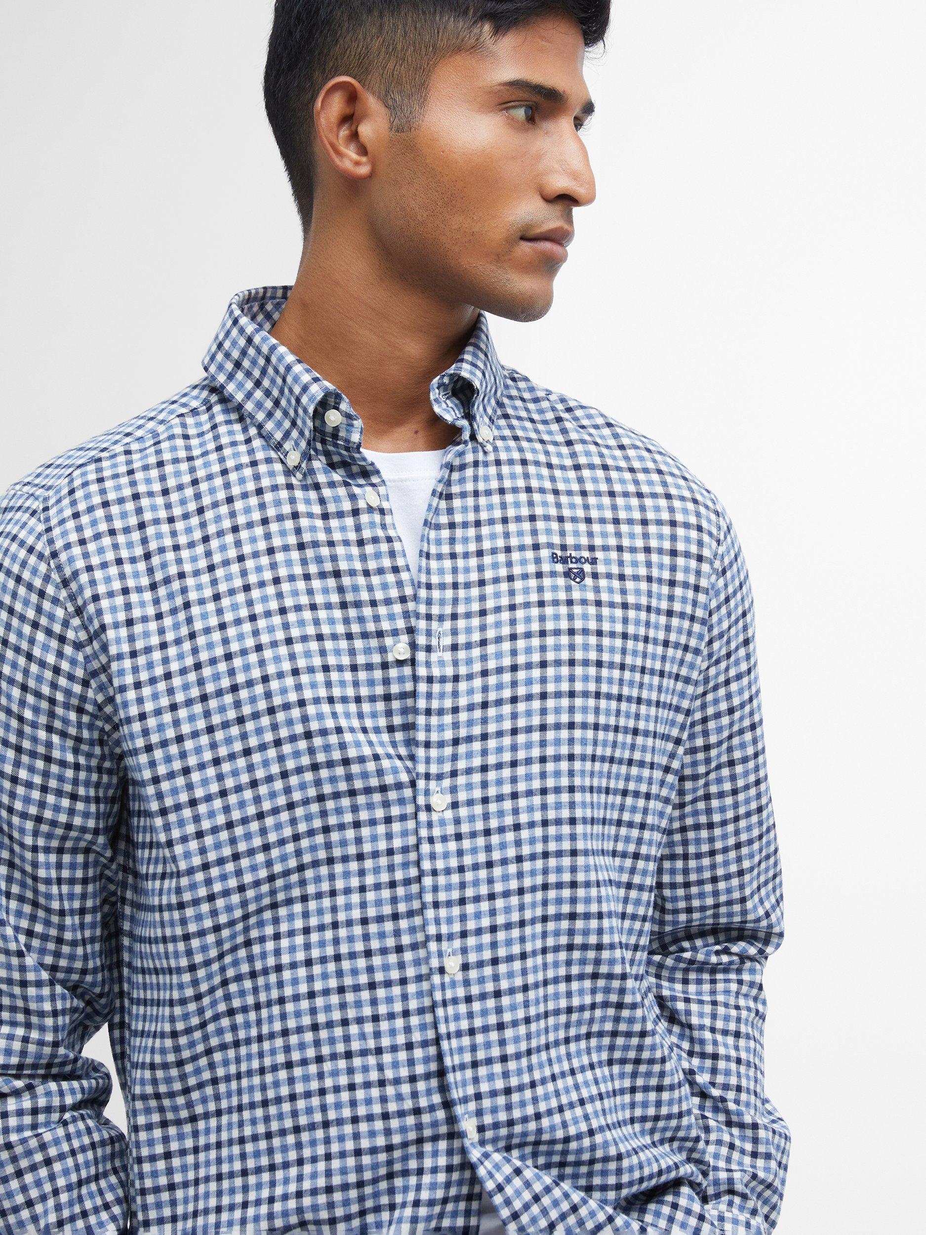 Product image 3 of 6, which shows Barbour Finkle Cotton Regular Fit Gingham Check Shirt, Navy, S