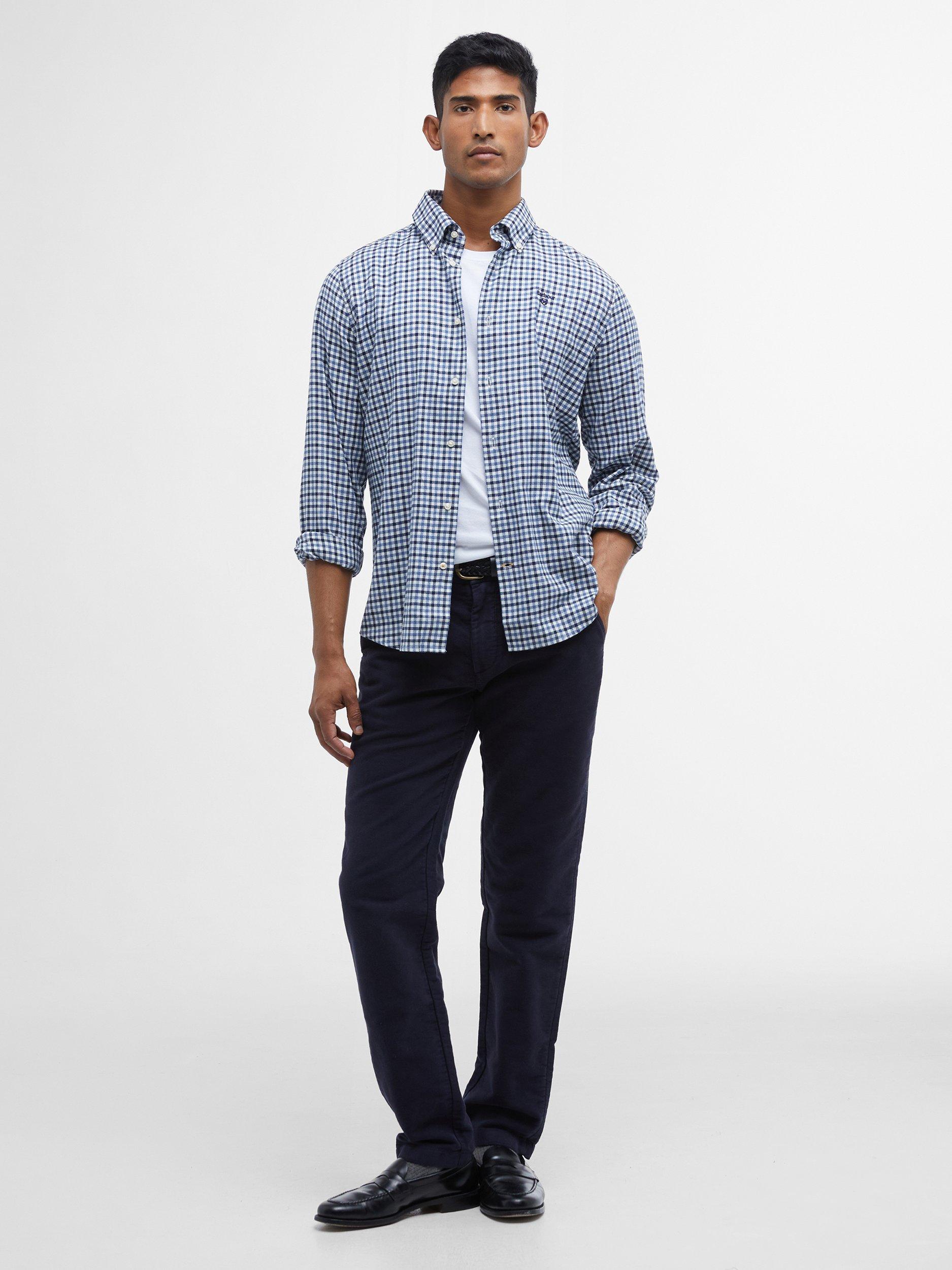 Product image 5 of 6, which shows Barbour Finkle Cotton Regular Fit Gingham Check Shirt, Navy, S