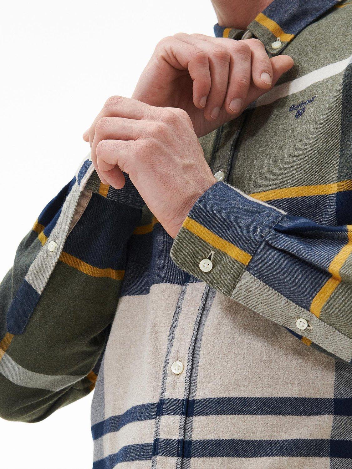 Product image 7 of 9, which shows Barbour Cotton Regular Fit Tartan Check Shirt, Forest Mist, 5XL