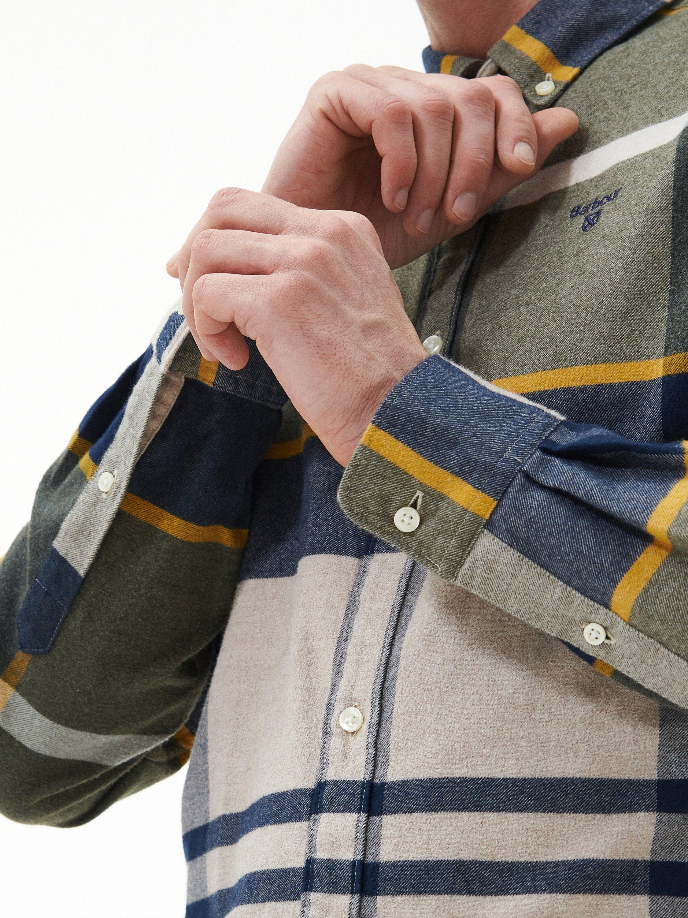 Product image 9 of 9, which shows Barbour Cotton Regular Fit Tartan Check Shirt, Forest Mist, 5XL