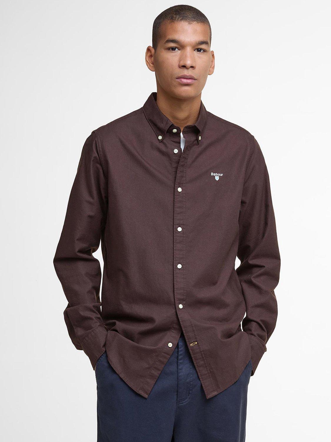 Barbour Cotton Tailored Fit Oxford Shirt, Dark Oak