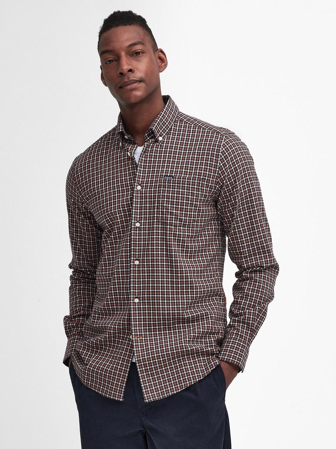 Product image 1 of 6, which shows Barbour Padshaw Check Cotton Shirt, Navy, 5XL
