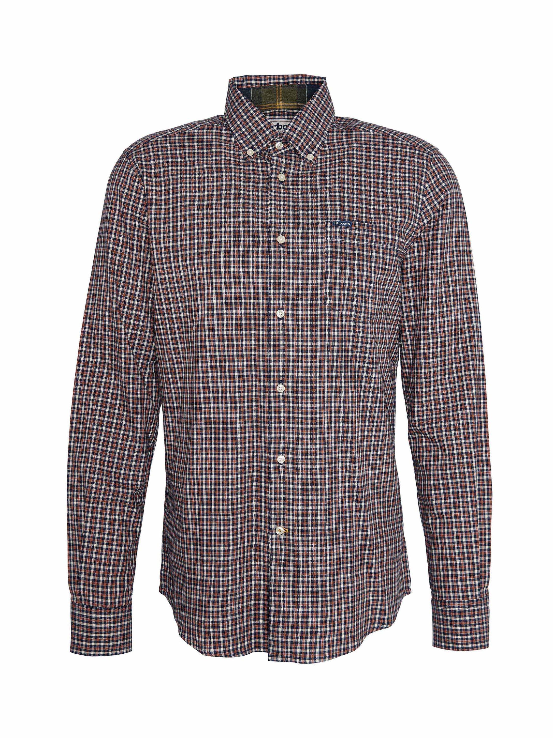 Product image 6 of 6, which shows Barbour Padshaw Check Cotton Shirt, Navy, 5XL