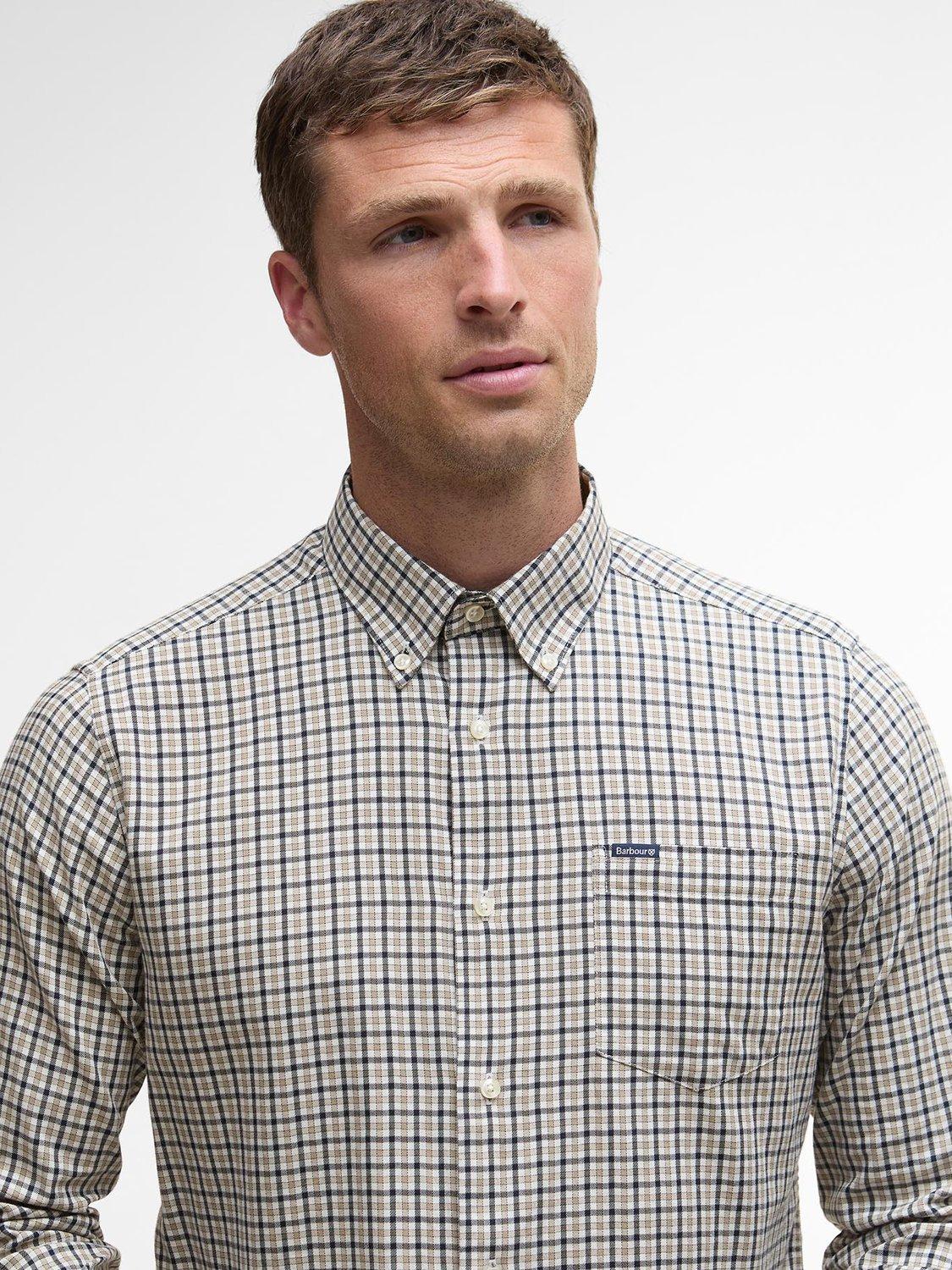 Product image 5 of 5, which shows Barbour Padshaw Cotton Regular Fit Check Shirt, Washed Stone, XXXL