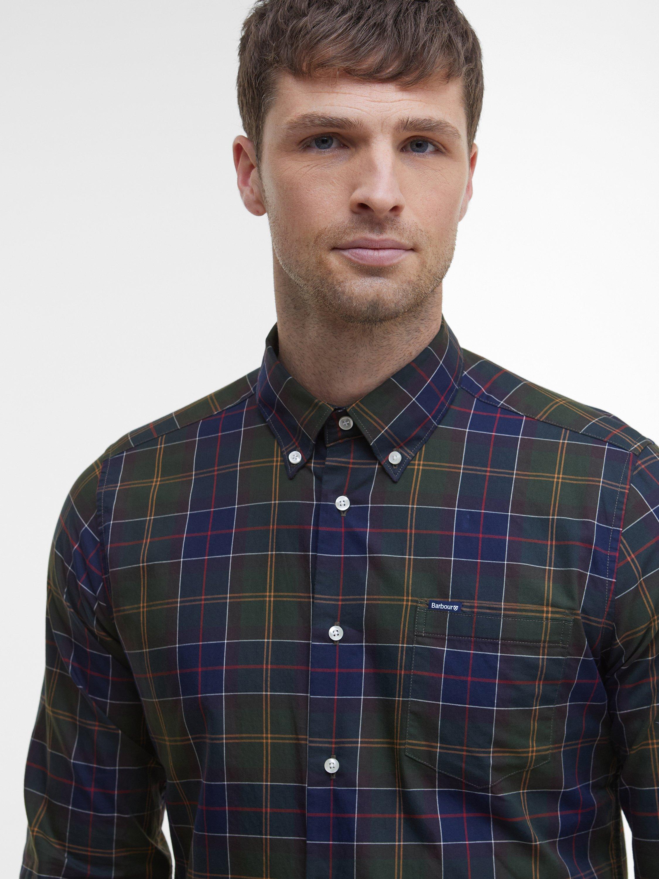 Product image 5 of 11, which shows Barbour Wetheram Cotton Tailored Fit Tartan Shirt, Classic Tartan, 5XL