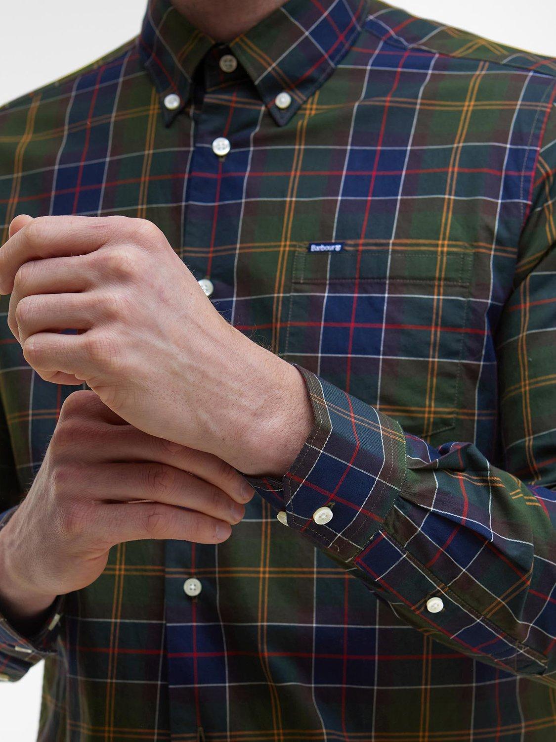 Product image 6 of 11, which shows Barbour Wetheram Cotton Tailored Fit Tartan Shirt, Classic Tartan, 5XL