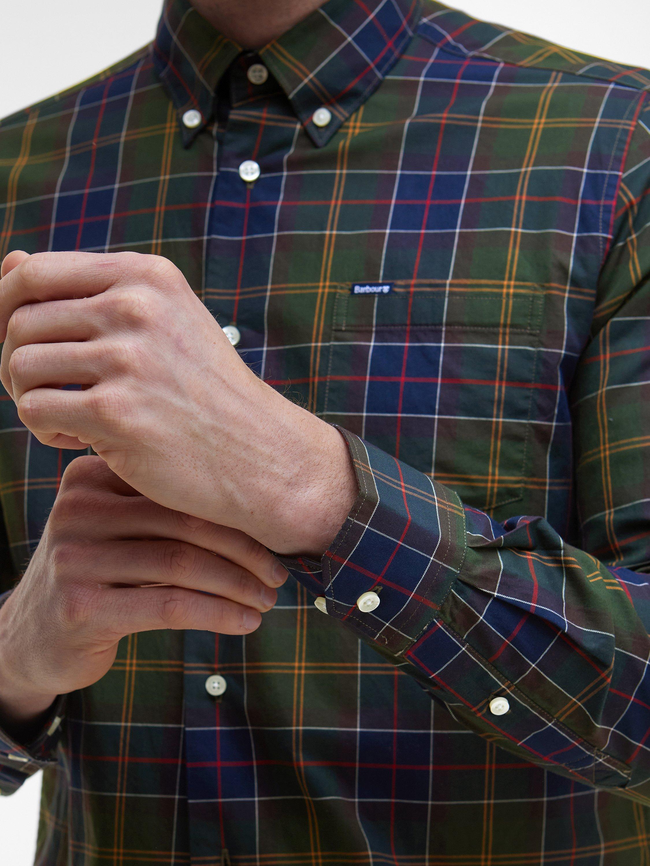 Product image 8 of 11, which shows Barbour Wetheram Cotton Tailored Fit Tartan Shirt, Classic Tartan, 5XL