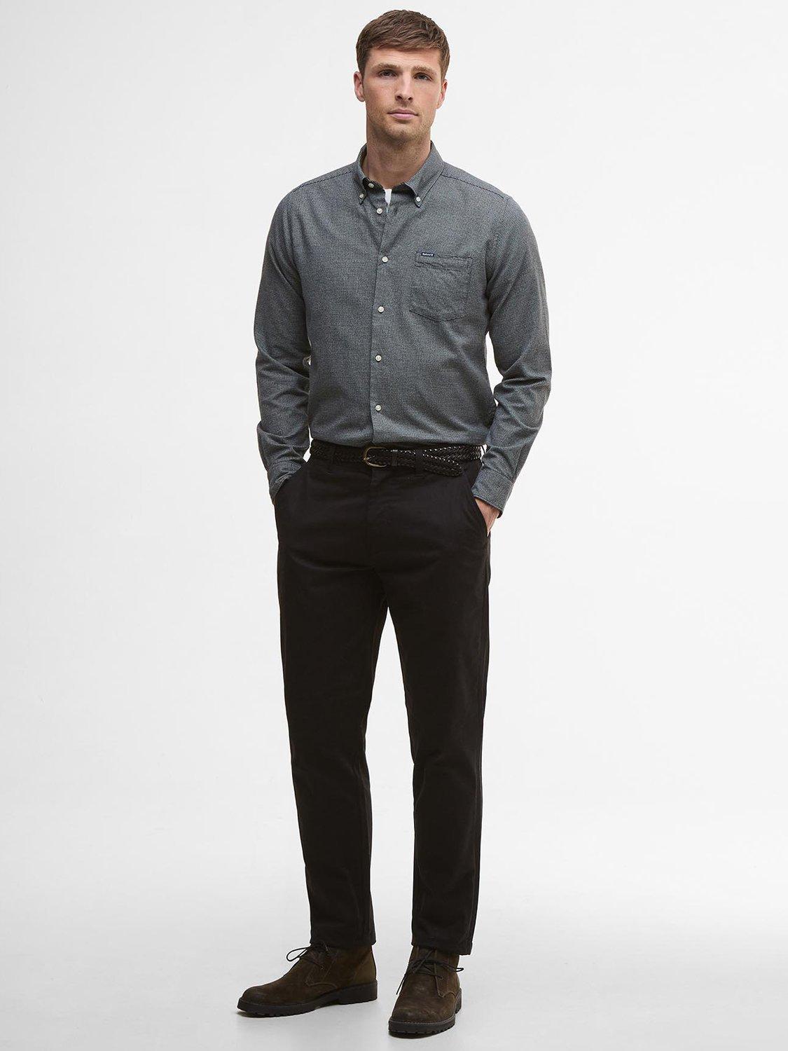 Product image 1 of 5, which shows Barbour Sueded Sateen Tailored Trousers, Black, 32R