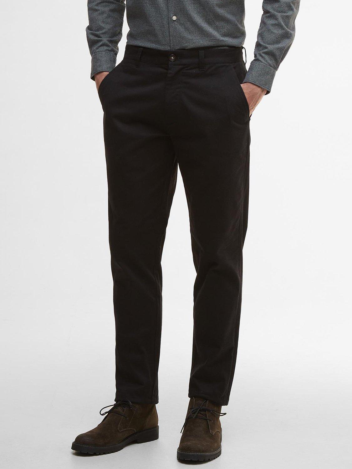 Product image 3 of 5, which shows Barbour Sueded Sateen Tailored Trousers, Black, 32R