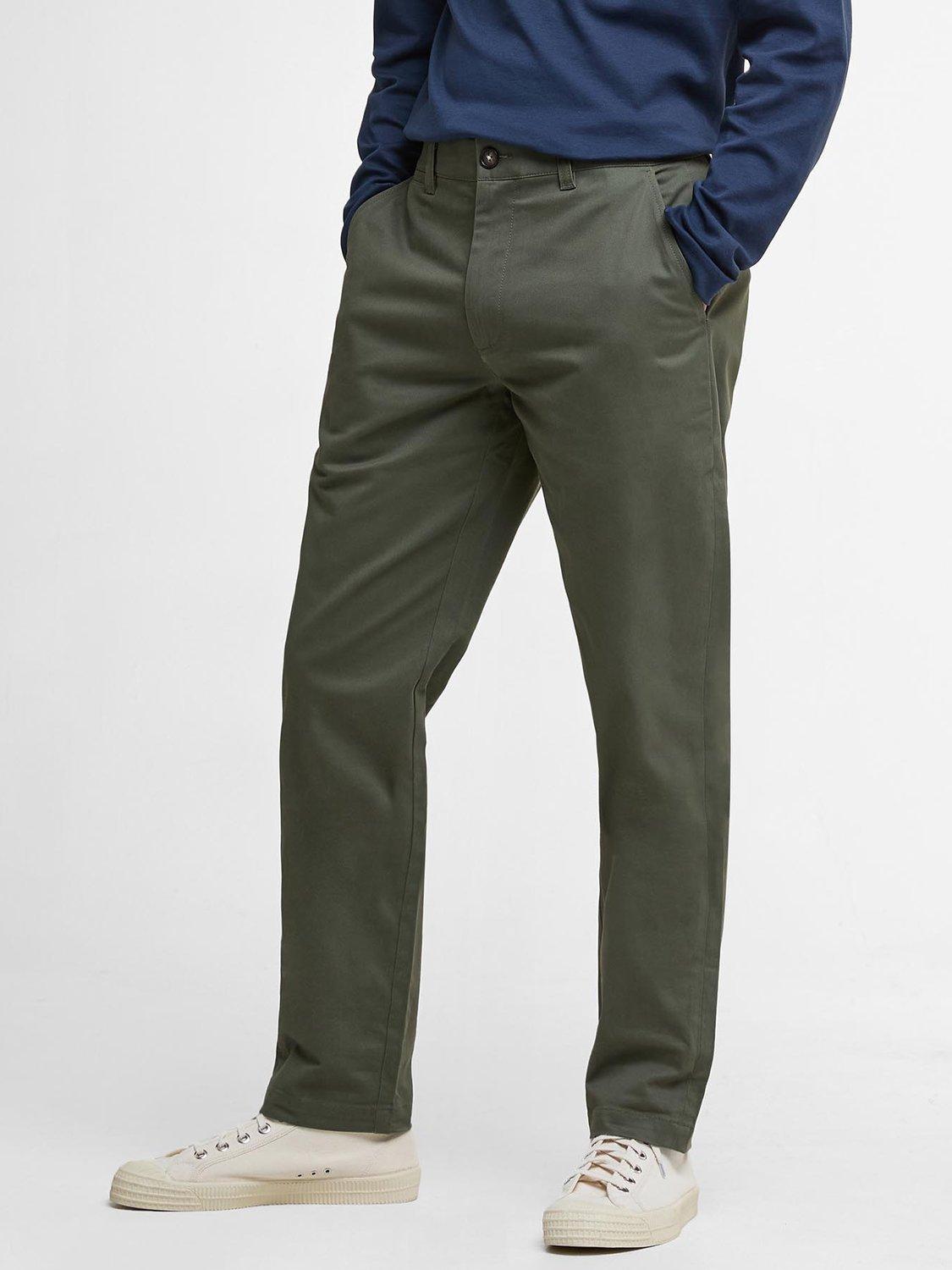 Product image 3 of 6, which shows Barbour Sueded Sateen Tailored Trousers, Olive, 28R