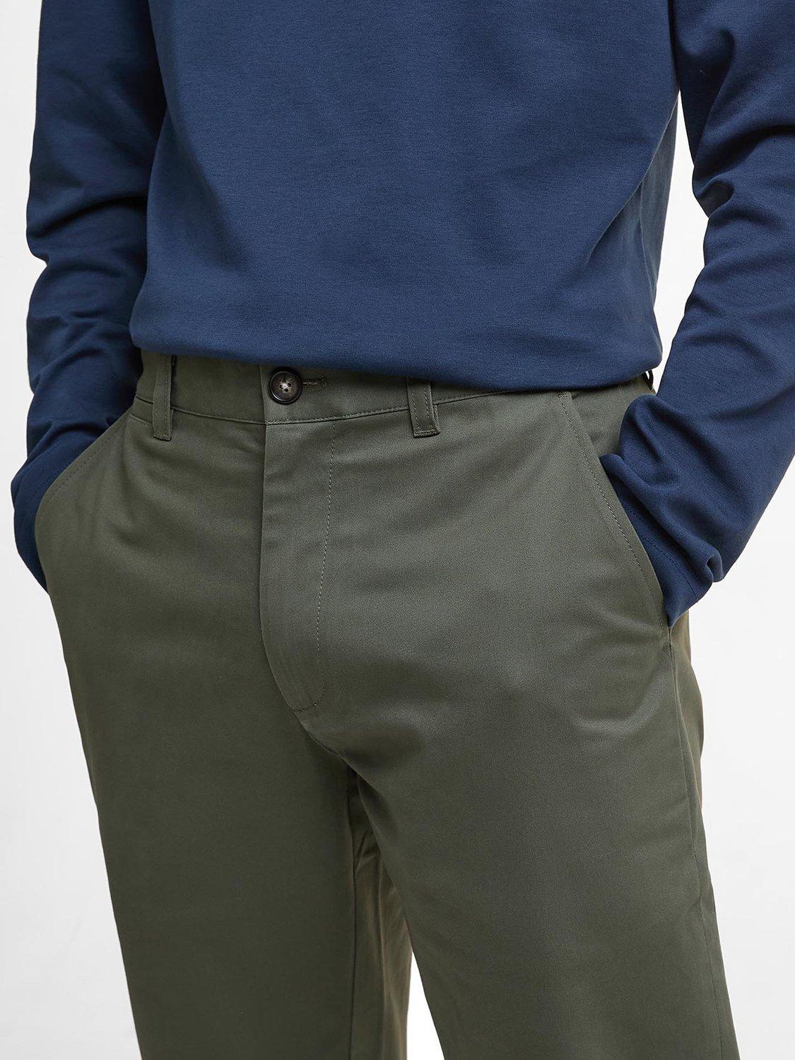 Product image 5 of 6, which shows Barbour Sueded Sateen Tailored Trousers, Olive, 28R