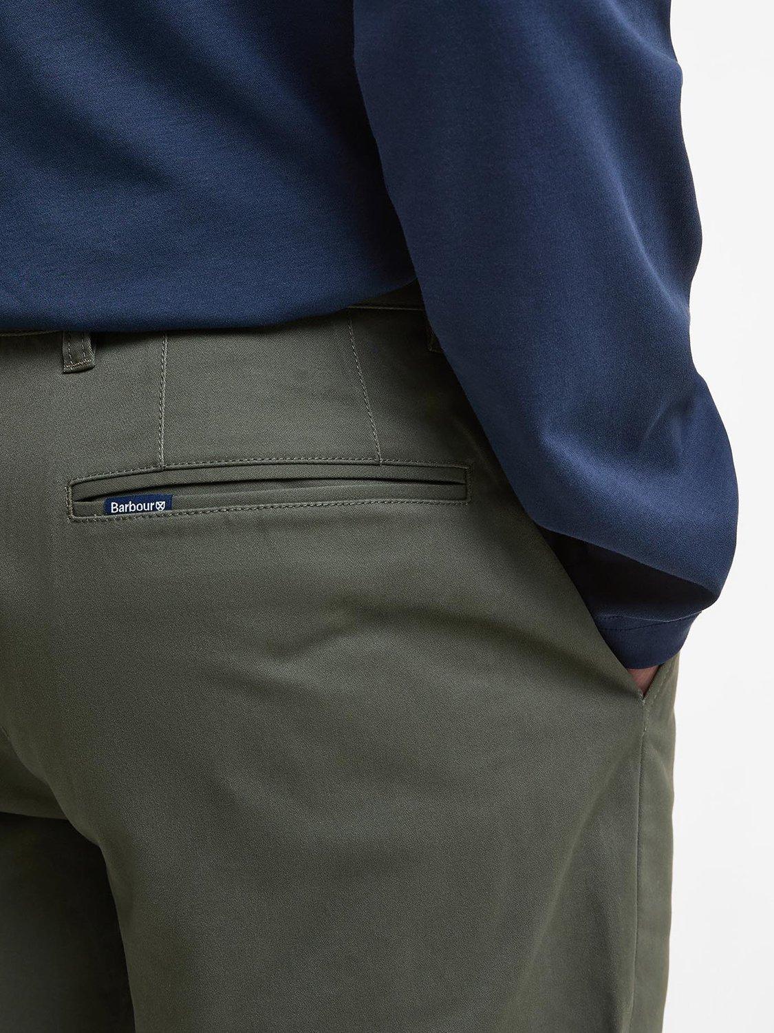 Product image 6 of 6, which shows Barbour Sueded Sateen Tailored Trousers, Olive, 28R