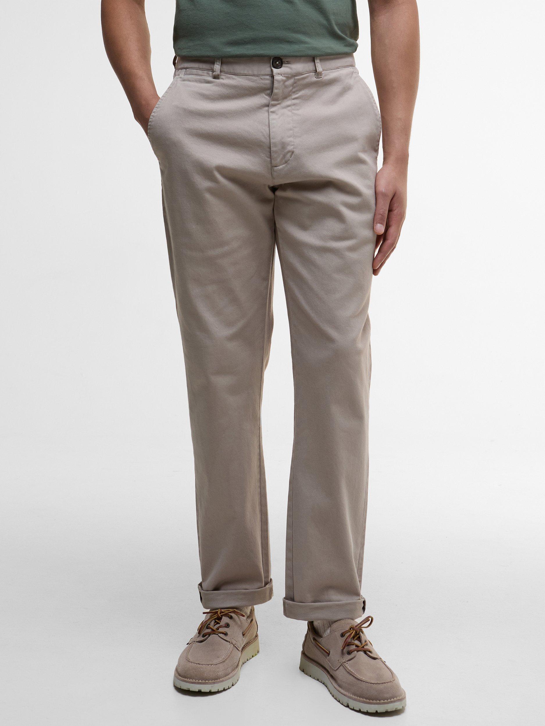 Product image 3 of 5, which shows Barbour Washed Stretch Tailored Trousers, Concrete, 40L