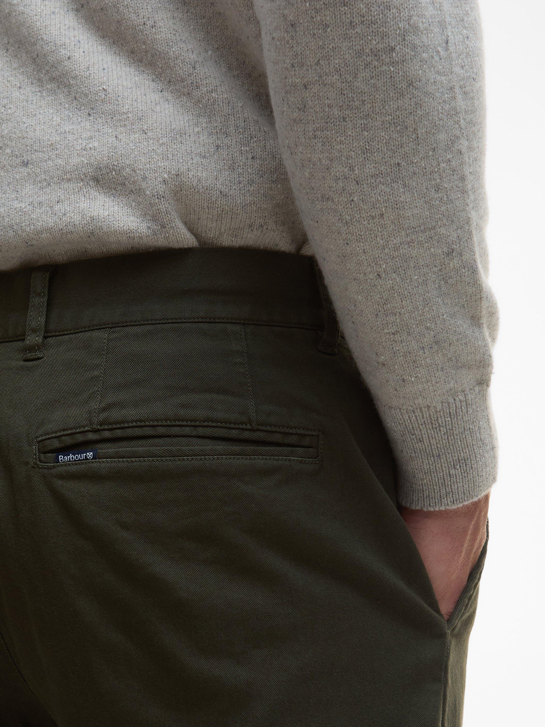 Product image 5 of 5, which shows Barbour Washed Stretch Tailored Trousers, Forest, 28R