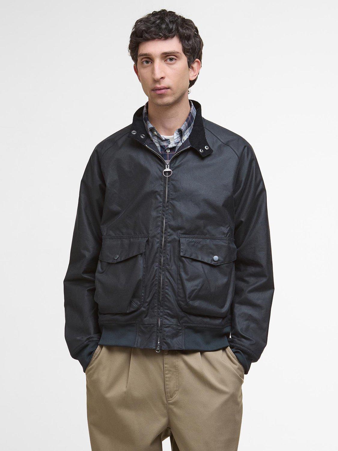 Product image 1 of 5, which shows Barbour Modern Royston Waxed Cotton Jacket, Navy, L