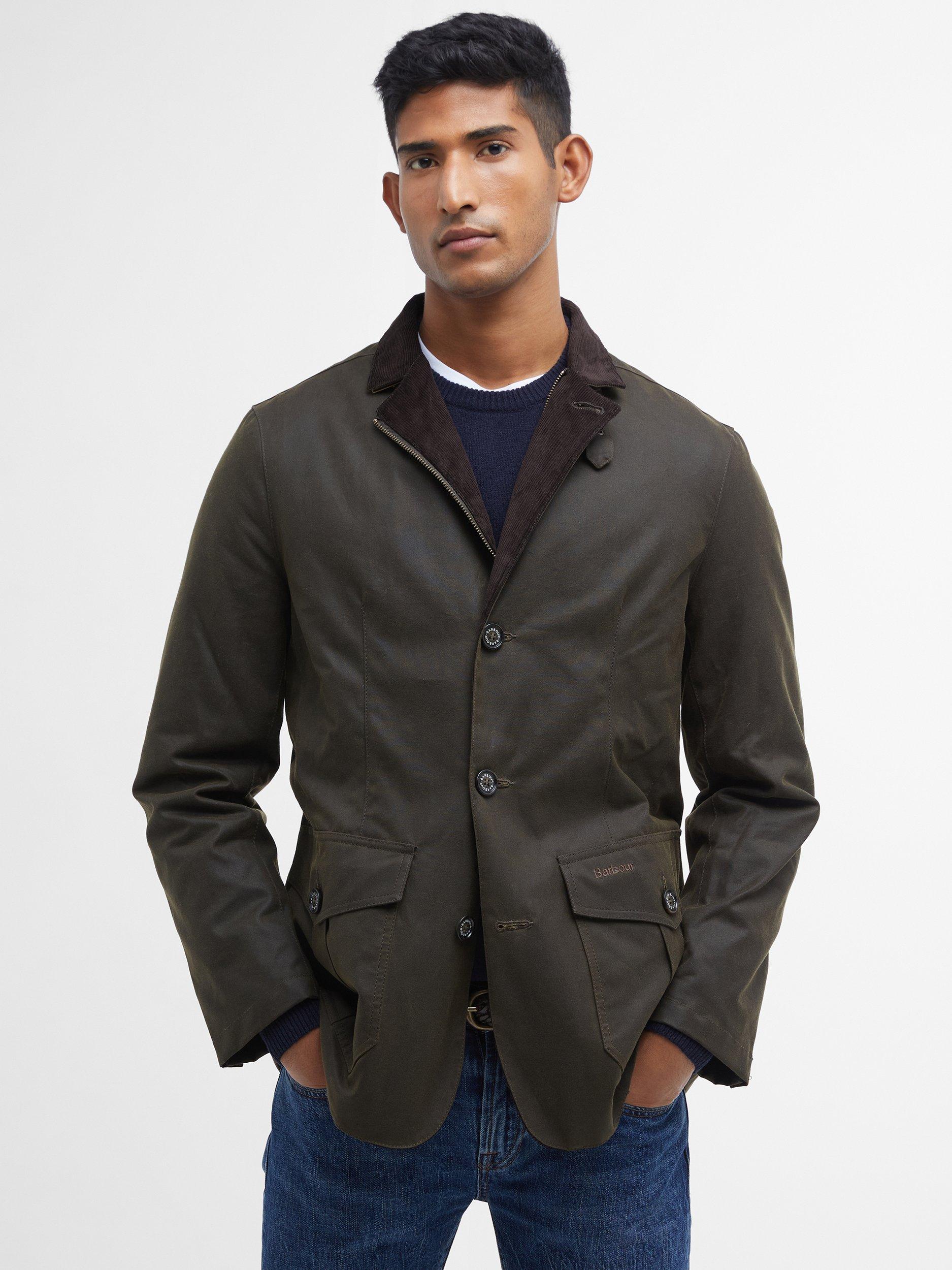 Product image 1 of 11, which shows Barbour Lutz Waxed Cotton Jacket, Olive, XXL