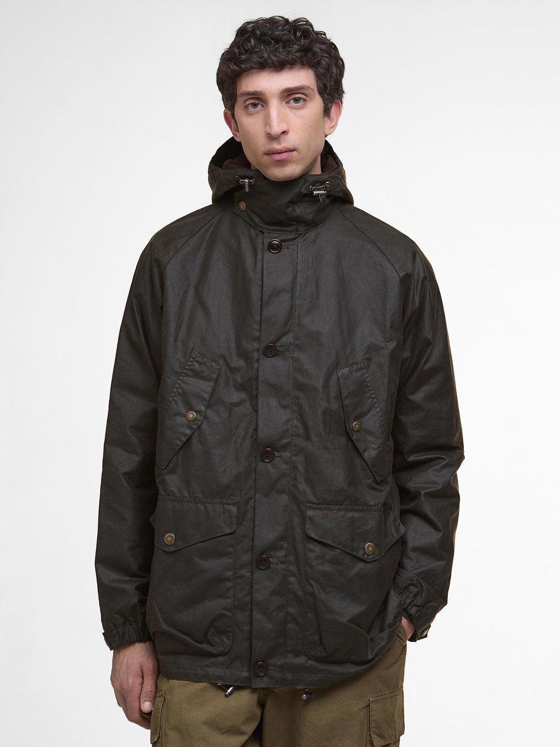 Product image 1 of 6, which shows Barbour Re-Engineered Endurance Mountain Waxed Cotton Parka, Olive, XXL