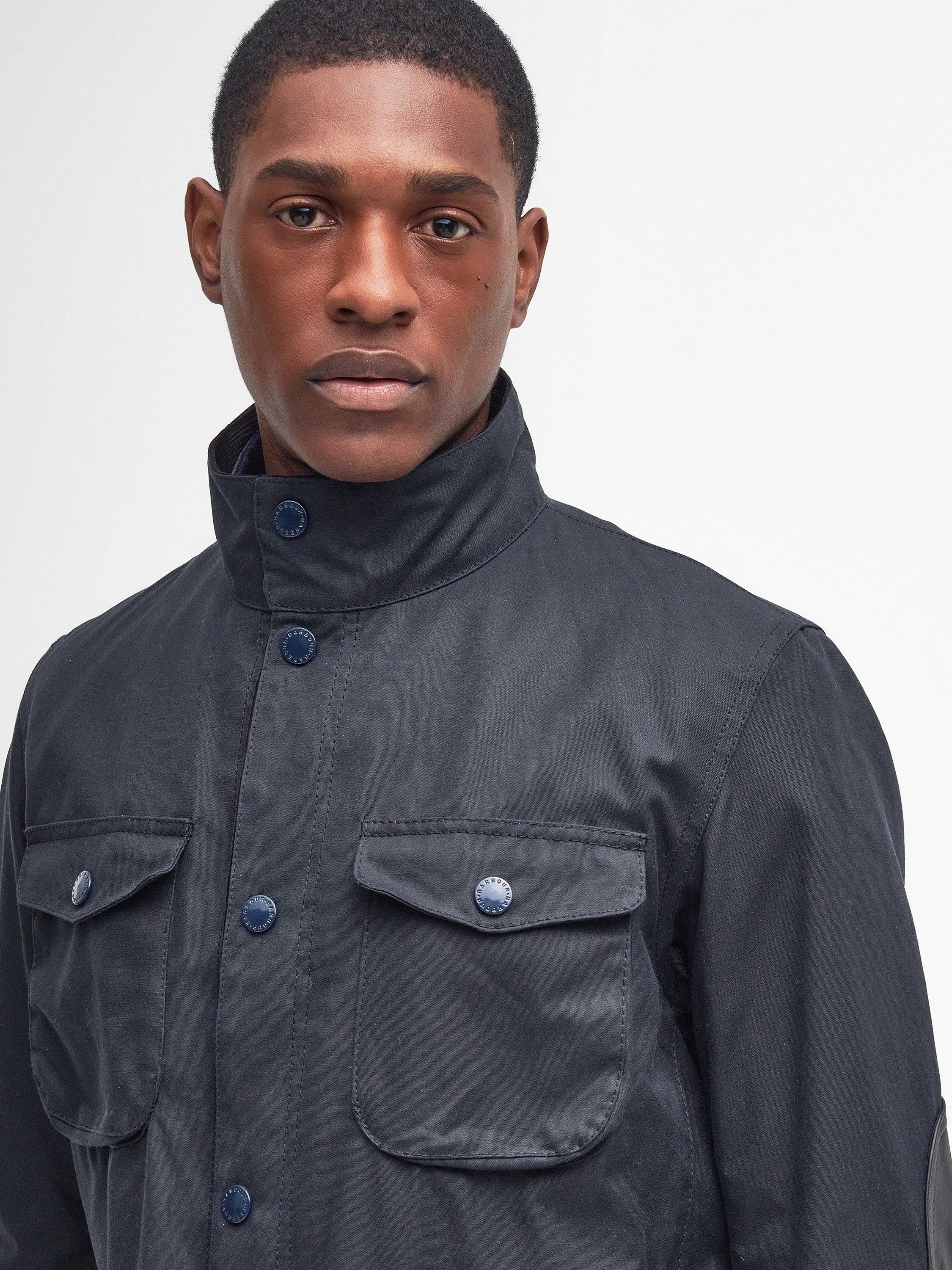 Product image 3 of 10, which shows Barbour Ogston Waxed Cotton Jacket, Navy, XL