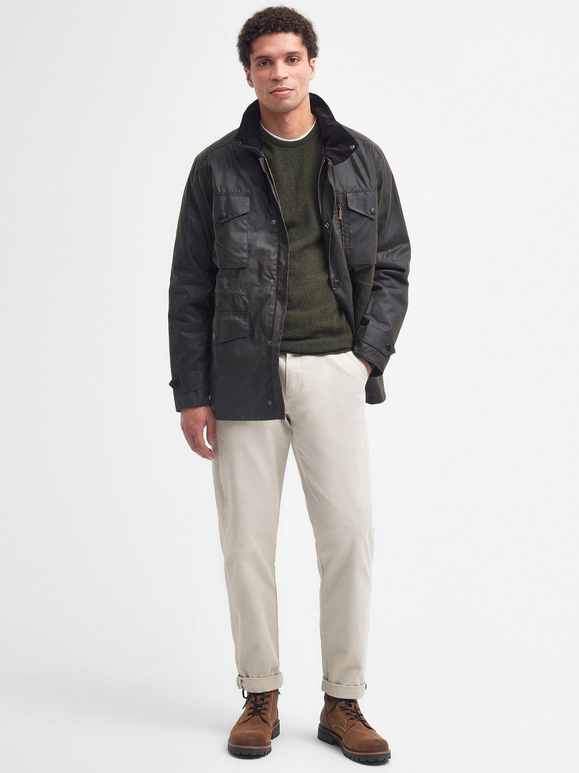 Product image 3 of 11, which shows Barbour Sapper Waxed Cotton Jacket, Olive/Classic, S