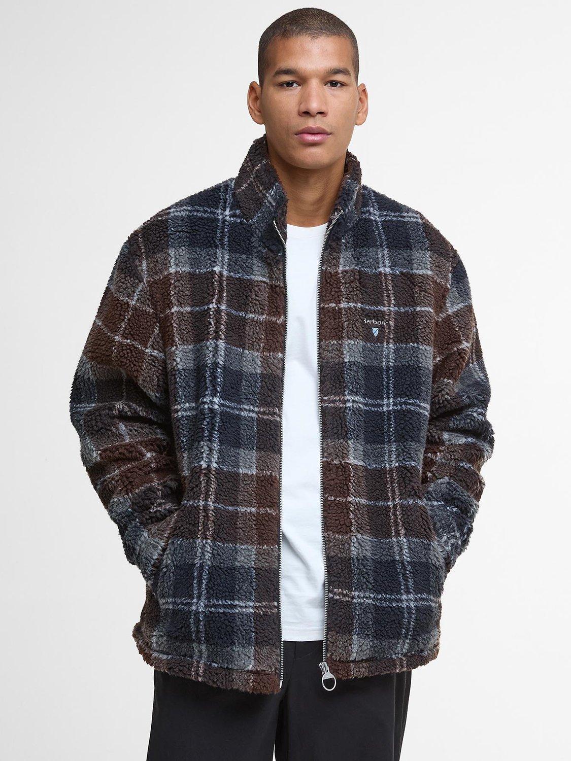 Product image 1 of 7, which shows Barbour Tartan Fleece Sherpa Jacket, Midnight Oak, XXL