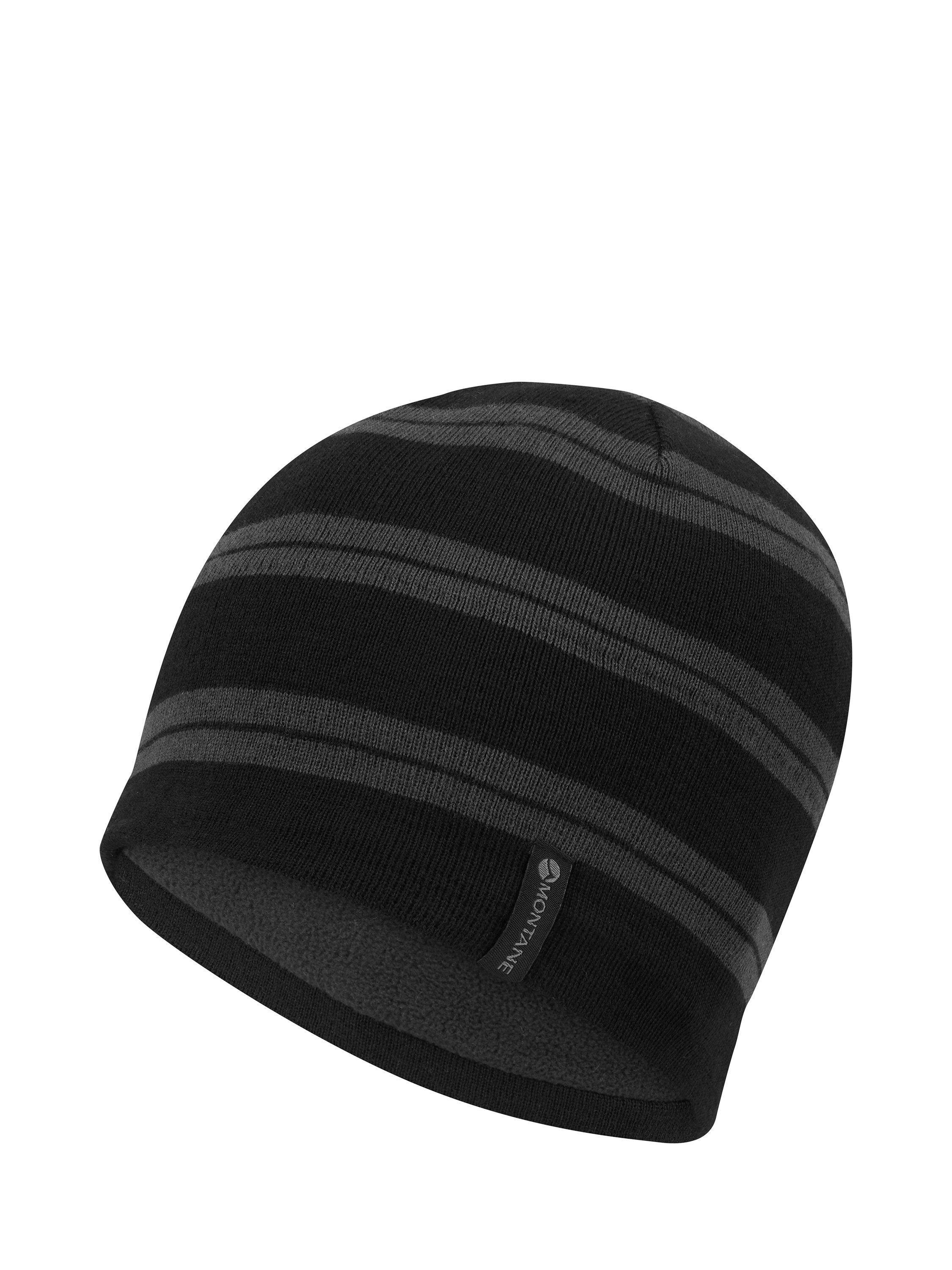Product image 1 of 3, which shows Montane Jack Striped Merino Wool Blend Beanie, Black, One Size