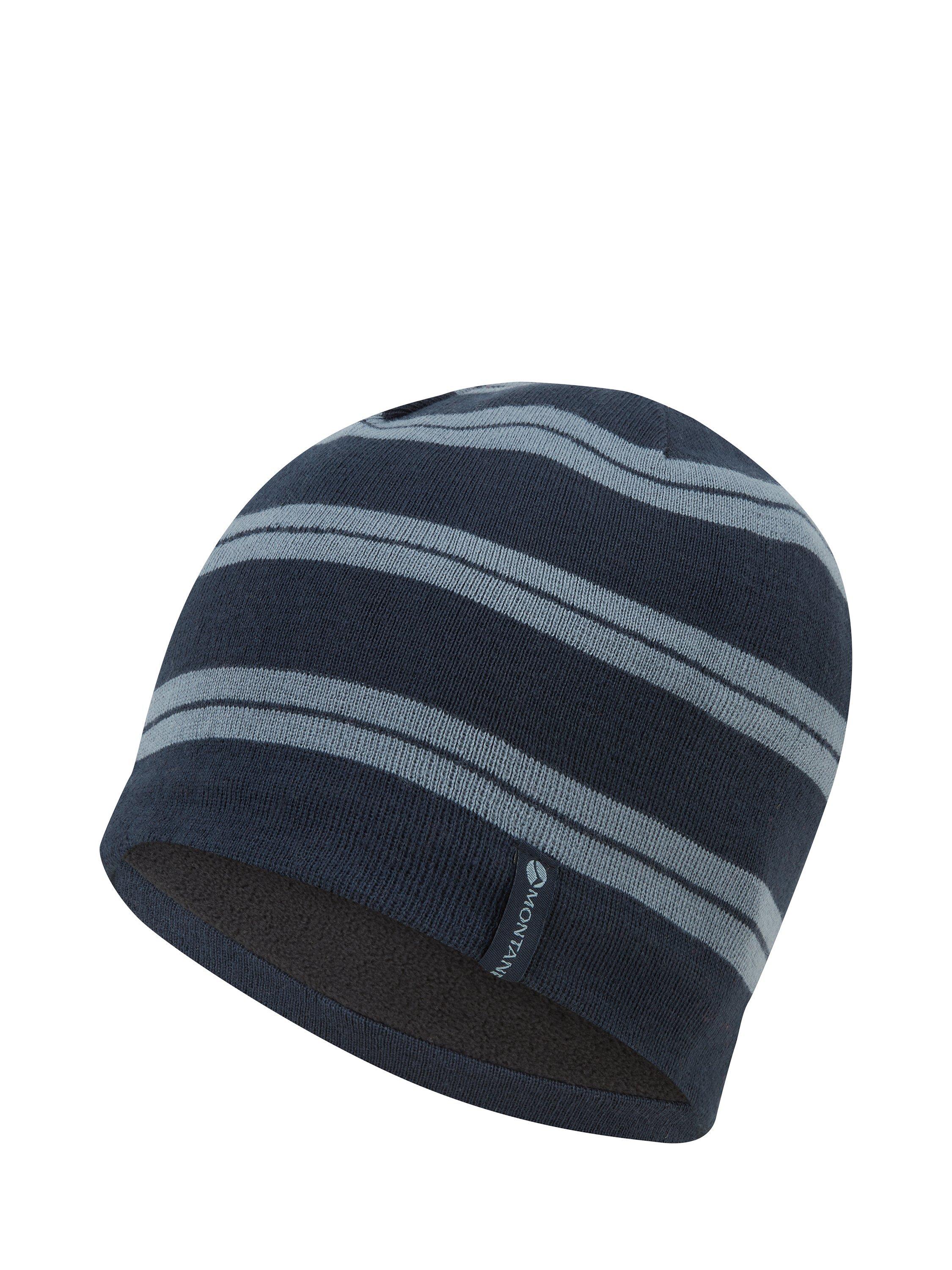 Product image 1 of 3, which shows Montane Jack Striped Merino Wool Blend Beanie, Eclipse Blue, One Size