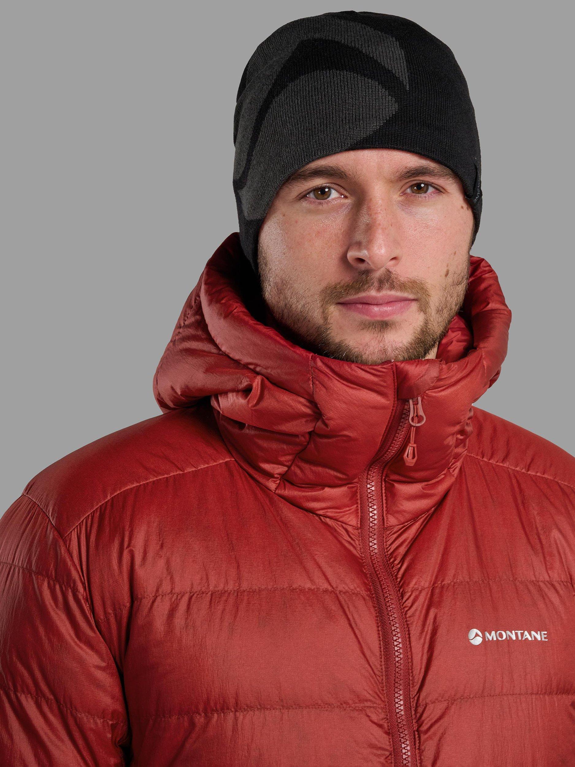 Product image 2 of 2, which shows Montane Jango Logo Merino Wool Blend Beanie, Black, One Size