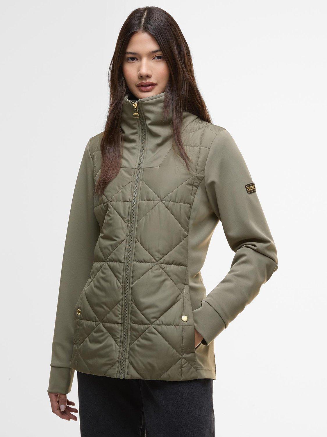Product image 1 of 7, which shows Barbour International Kya Quilted Sweatshirt, Dusky Khaki, 8
