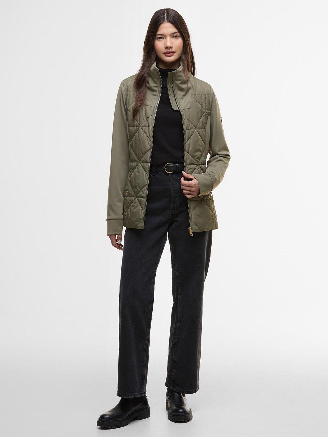 Product image 2 of 7, which shows Barbour International Kya Quilted Sweatshirt, Dusky Khaki, 8