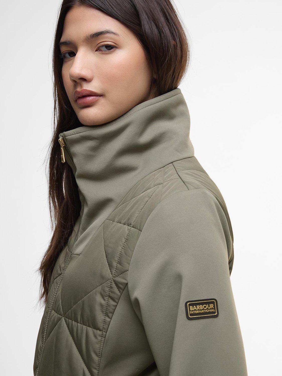 Product image 5 of 7, which shows Barbour International Kya Quilted Sweatshirt, Dusky Khaki, 8