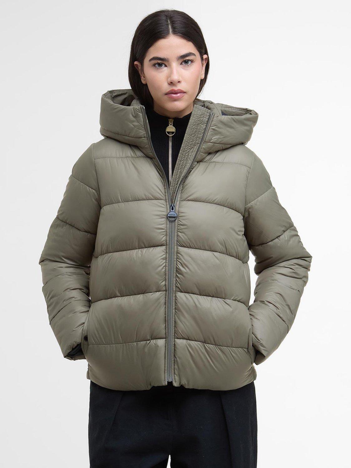 Product image 1 of 8, which shows Barbour International Olivios Puffer Jacket, Dusky Khaki, 10