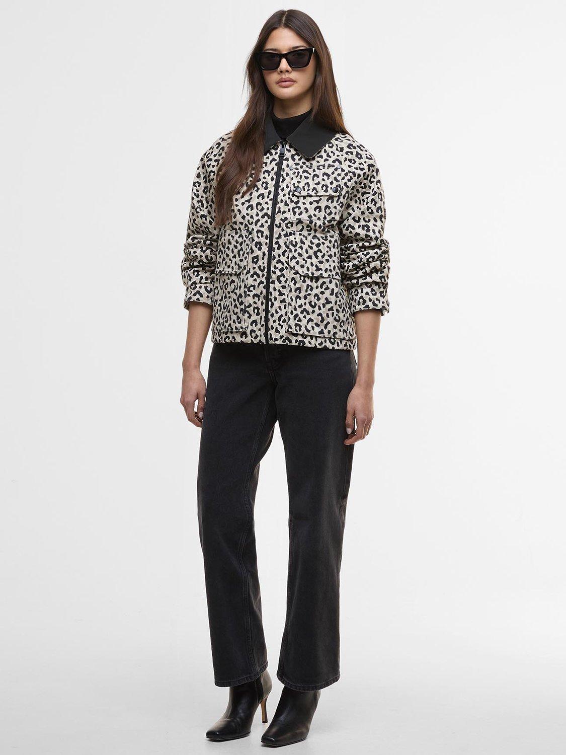 Product image 3 of 8, which shows Barbour International Warlock Animal Print Jacket, Jasmine, 16