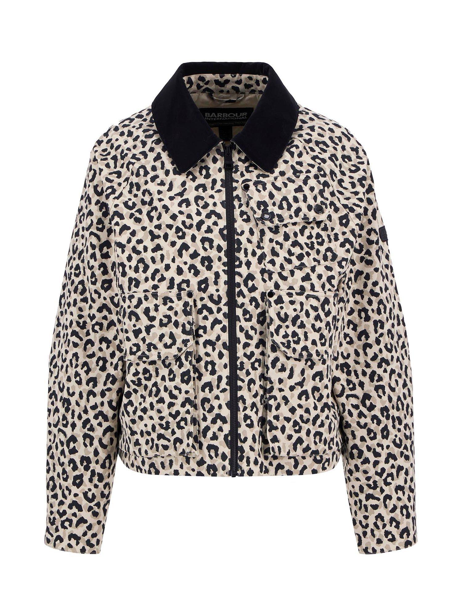 Product image 4 of 8, which shows Barbour International Warlock Animal Print Jacket, Jasmine, 16