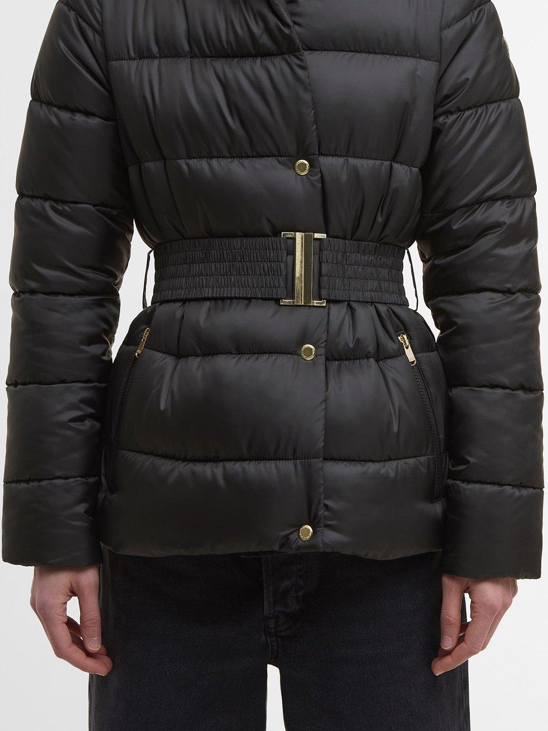Product image 2 of 7, which shows Barbour International Track Line Puffer Jacket, Black/Jasmine, 8