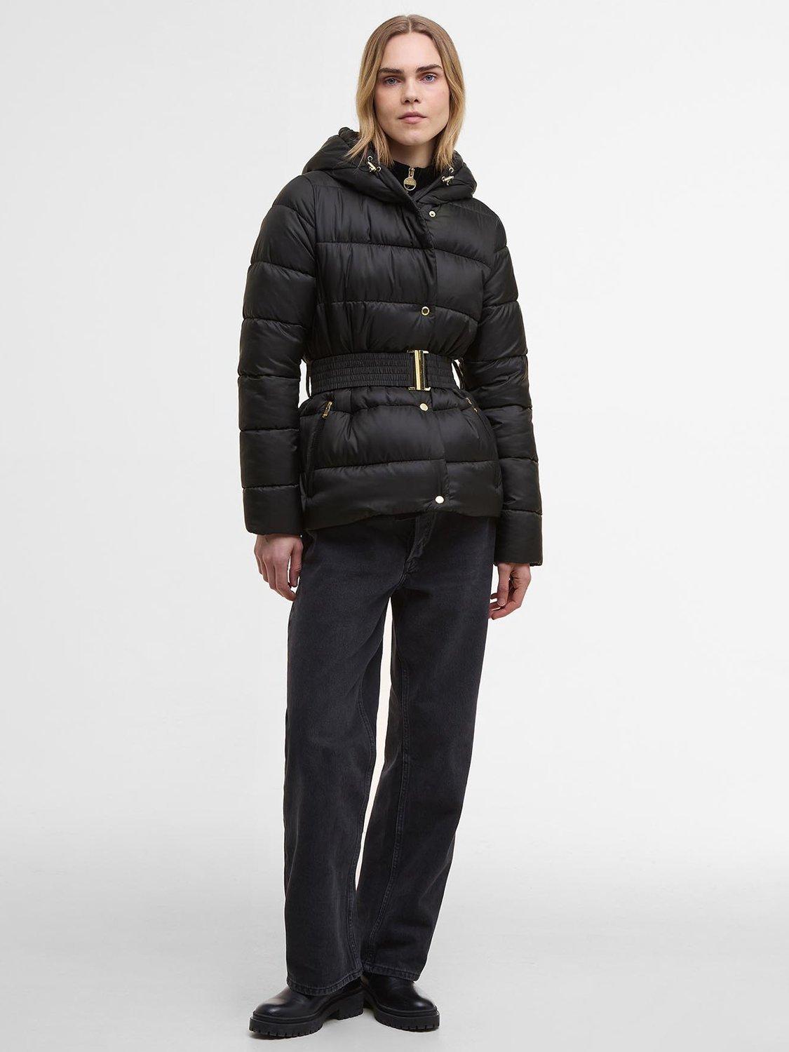 Product image 3 of 7, which shows Barbour International Track Line Puffer Jacket, Black/Jasmine, 8