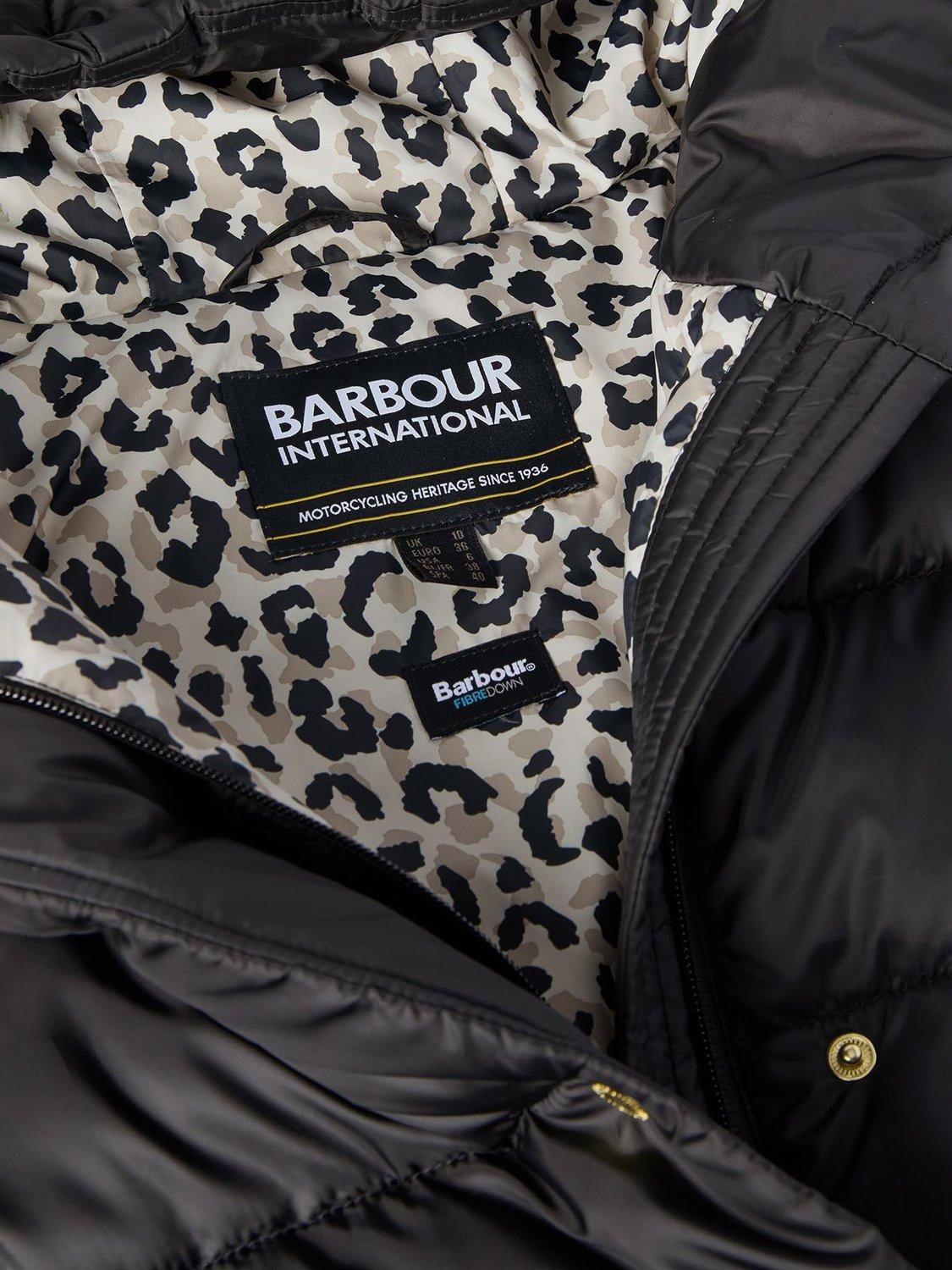 Product image 6 of 7, which shows Barbour International Track Line Puffer Jacket, Black/Jasmine, 8