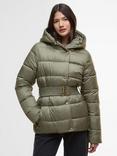Barbour International Track Line Puffer Jacket, Dusky Khaki/Jasmine