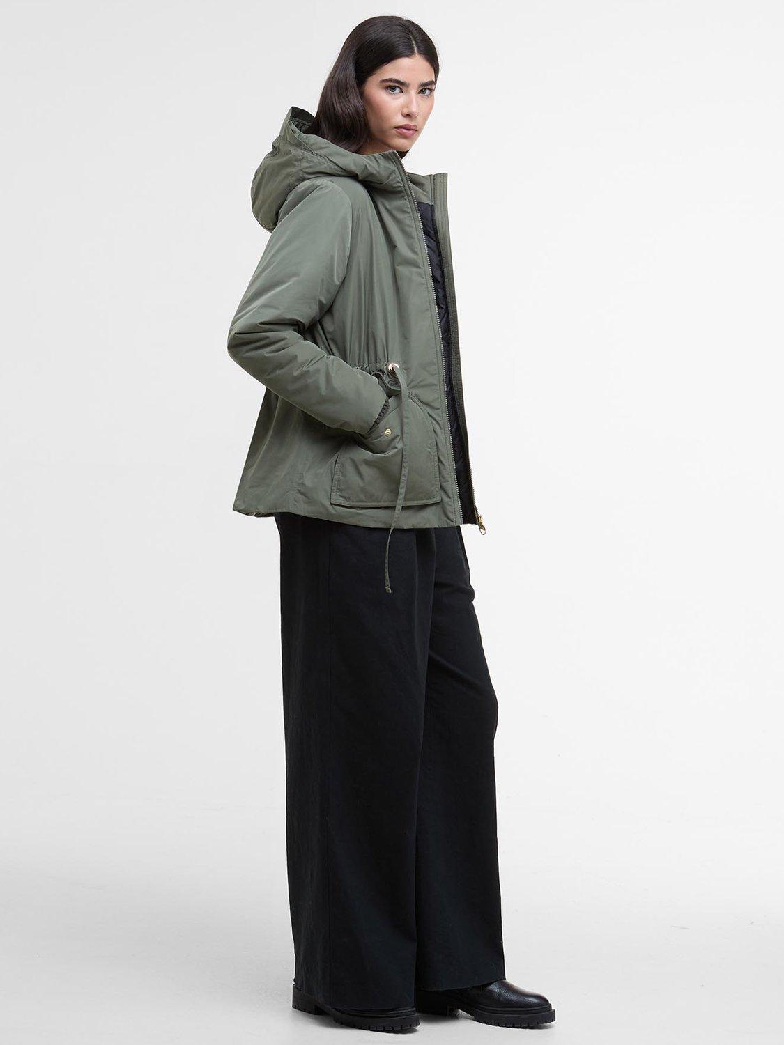 Product image 3 of 9, which shows Barbour International Winter Piper Showerproof Jacket, Dusky Khaki, 12