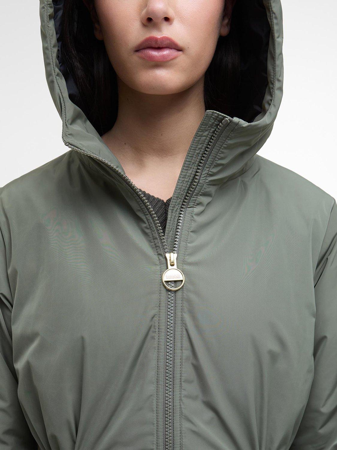 Product image 7 of 9, which shows Barbour International Winter Piper Showerproof Jacket, Dusky Khaki, 12