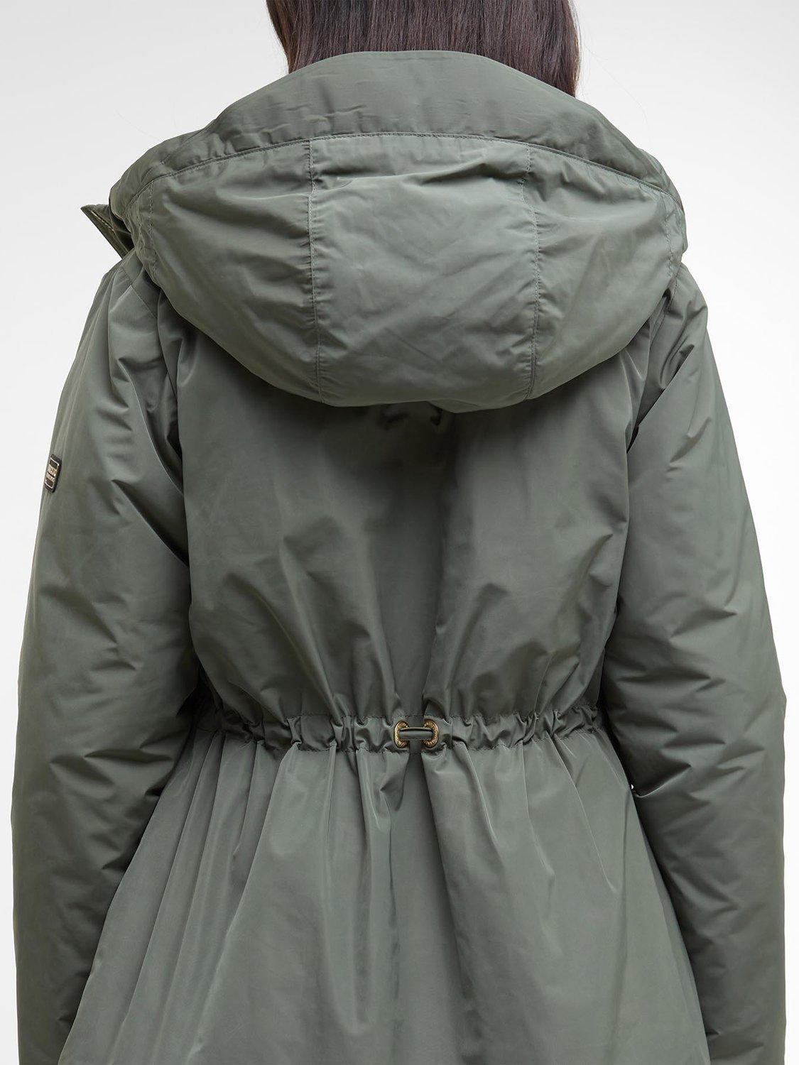 Product image 8 of 9, which shows Barbour International Winter Piper Showerproof Jacket, Dusky Khaki, 12