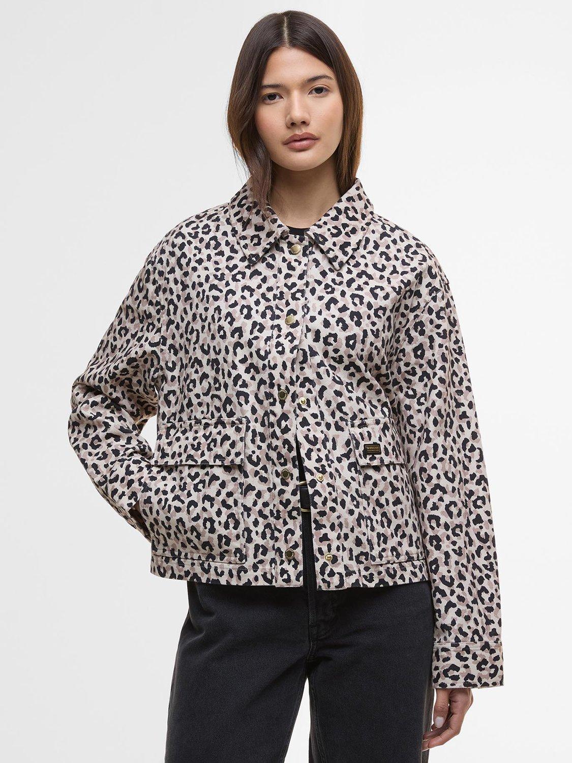 Product image 1 of 8, which shows Barbour International Harley Animal Print Overshirt, Multi, 8