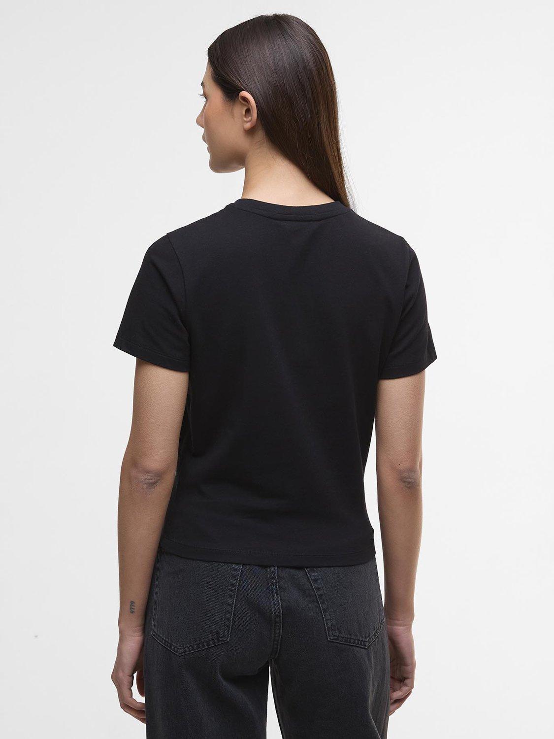 Product image 2 of 6, which shows Barbour International Harley Leopard Print Logo T-Shirt, Black, 8