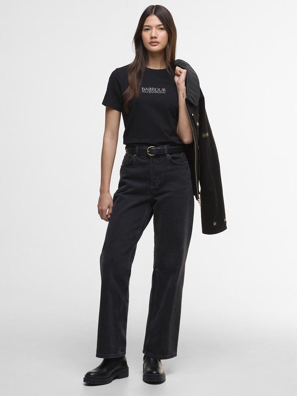 Product image 3 of 6, which shows Barbour International Harley Leopard Print Logo T-Shirt, Black, 8