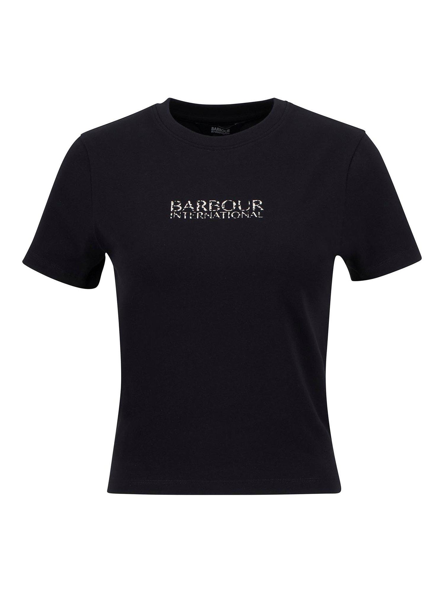 Product image 4 of 6, which shows Barbour International Harley Leopard Print Logo T-Shirt, Black, 8