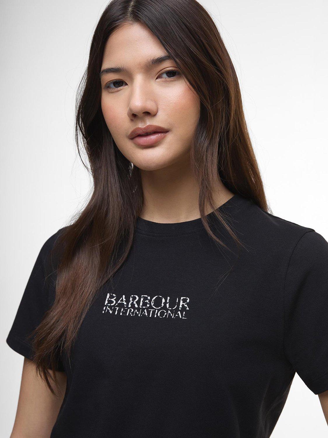 Product image 5 of 6, which shows Barbour International Harley Leopard Print Logo T-Shirt, Black, 8