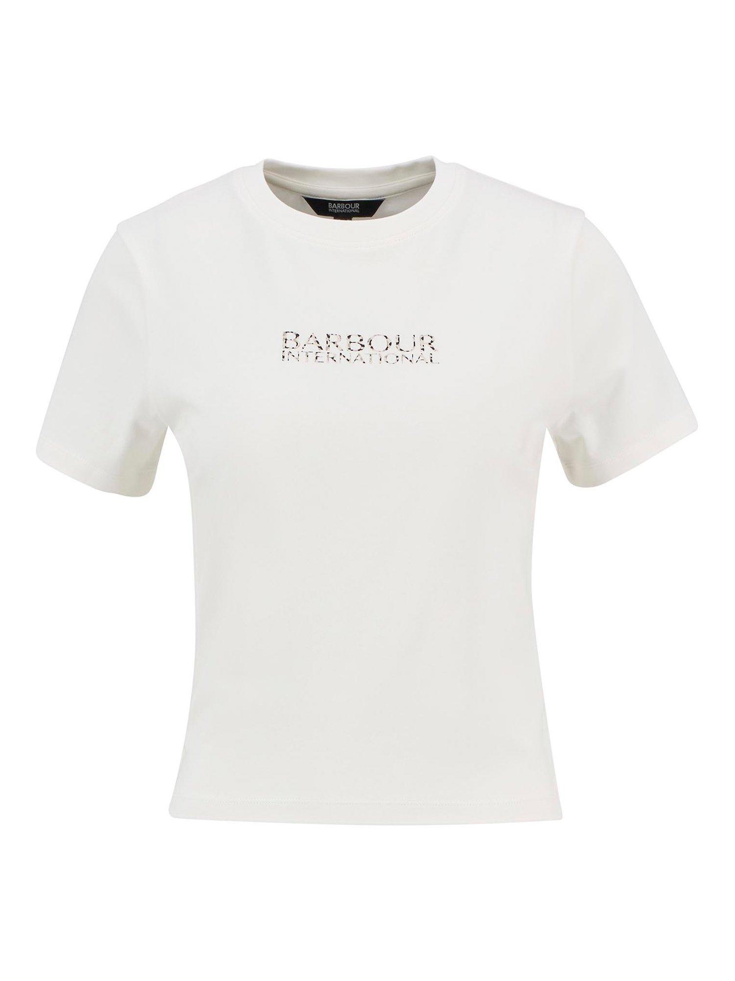 Product image 4 of 6, which shows Barbour International Harley Leopard Print Logo T-Shirt, Off White, 8