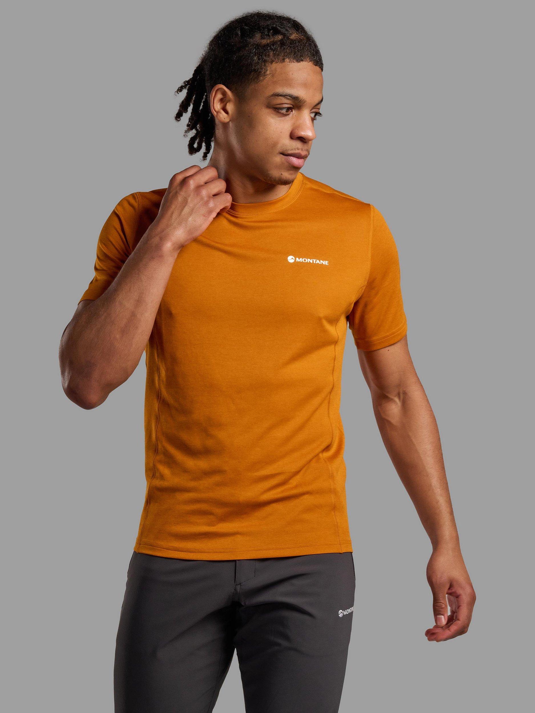 Product image 1 of 3, which shows Montane Dart Short Sleeve T-Shirt, Amber, XS