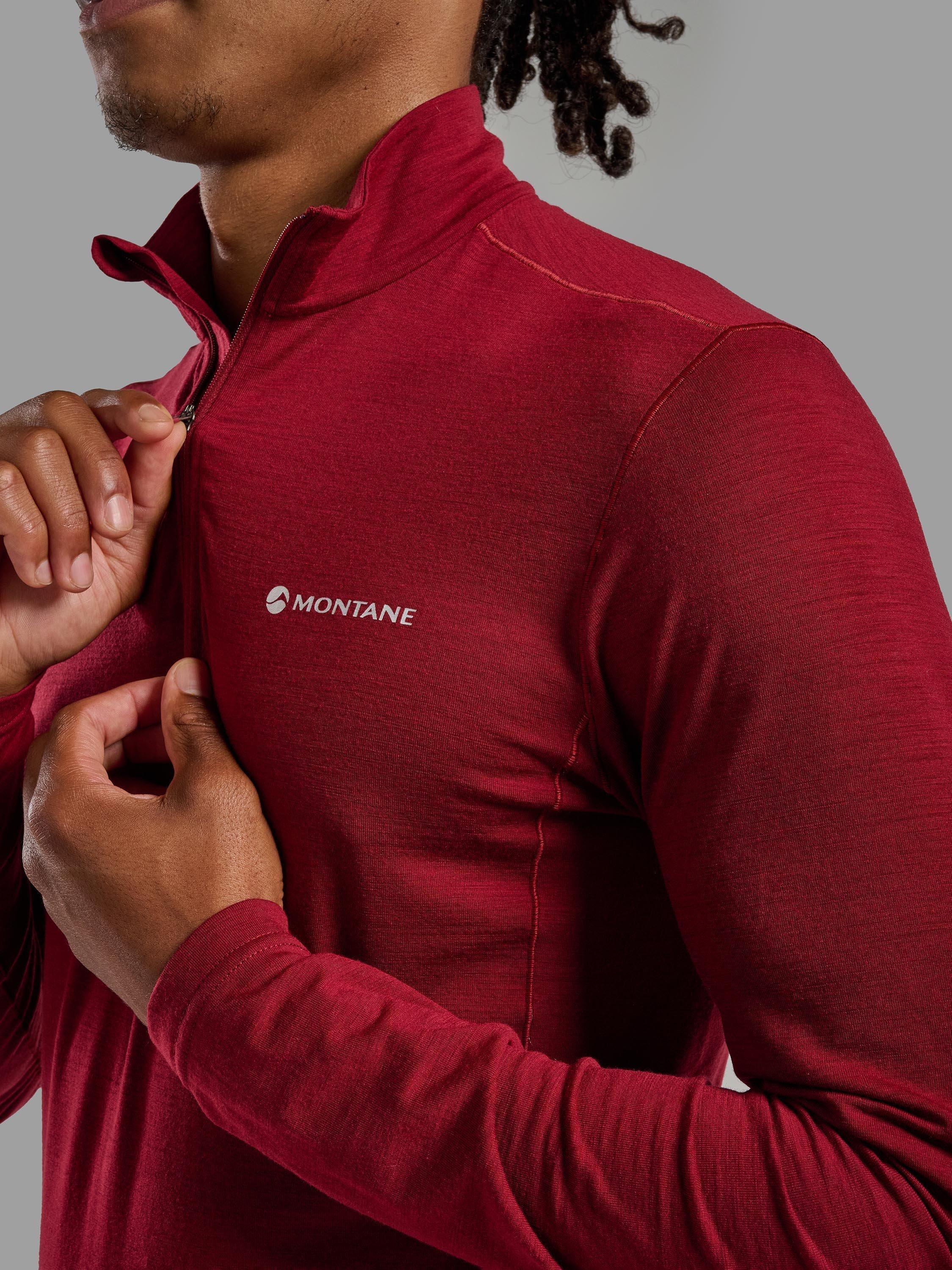 Product image 4 of 5, which shows Montane Malli Long Sleeve Zip T-Shirt, Dark Maple, S